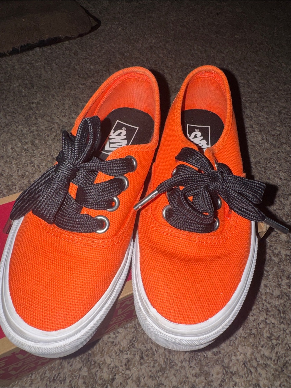 Vans Authentic Bright Orange Canvas Sneakers with Black Laces